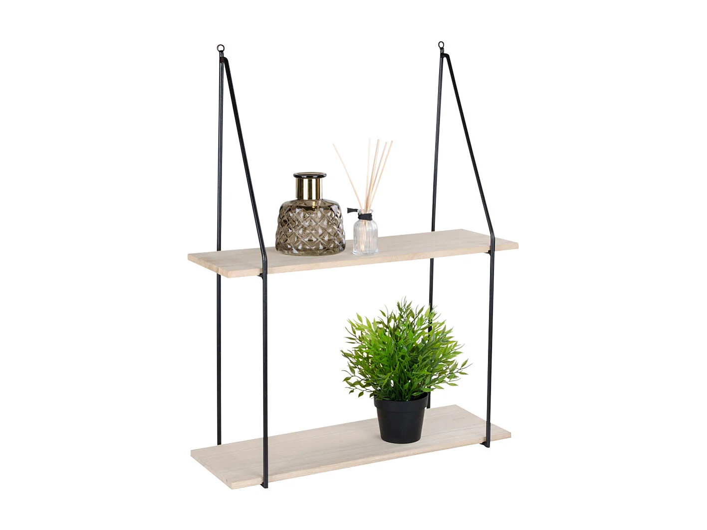 Haas Étagère, 2 tablettes de rangement, noir, teinte naturelle.