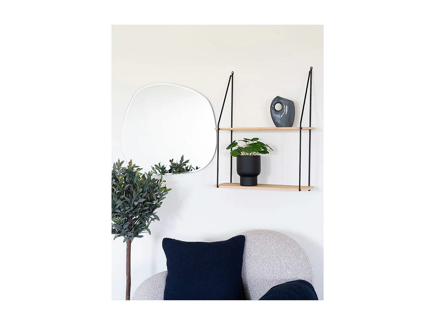 Haas Étagère, 2 tablettes de rangement, noir, teinte naturelle.