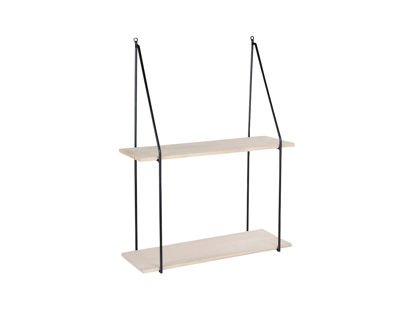 Haas Étagère, 2 tablettes de rangement, noir, teinte naturelle.