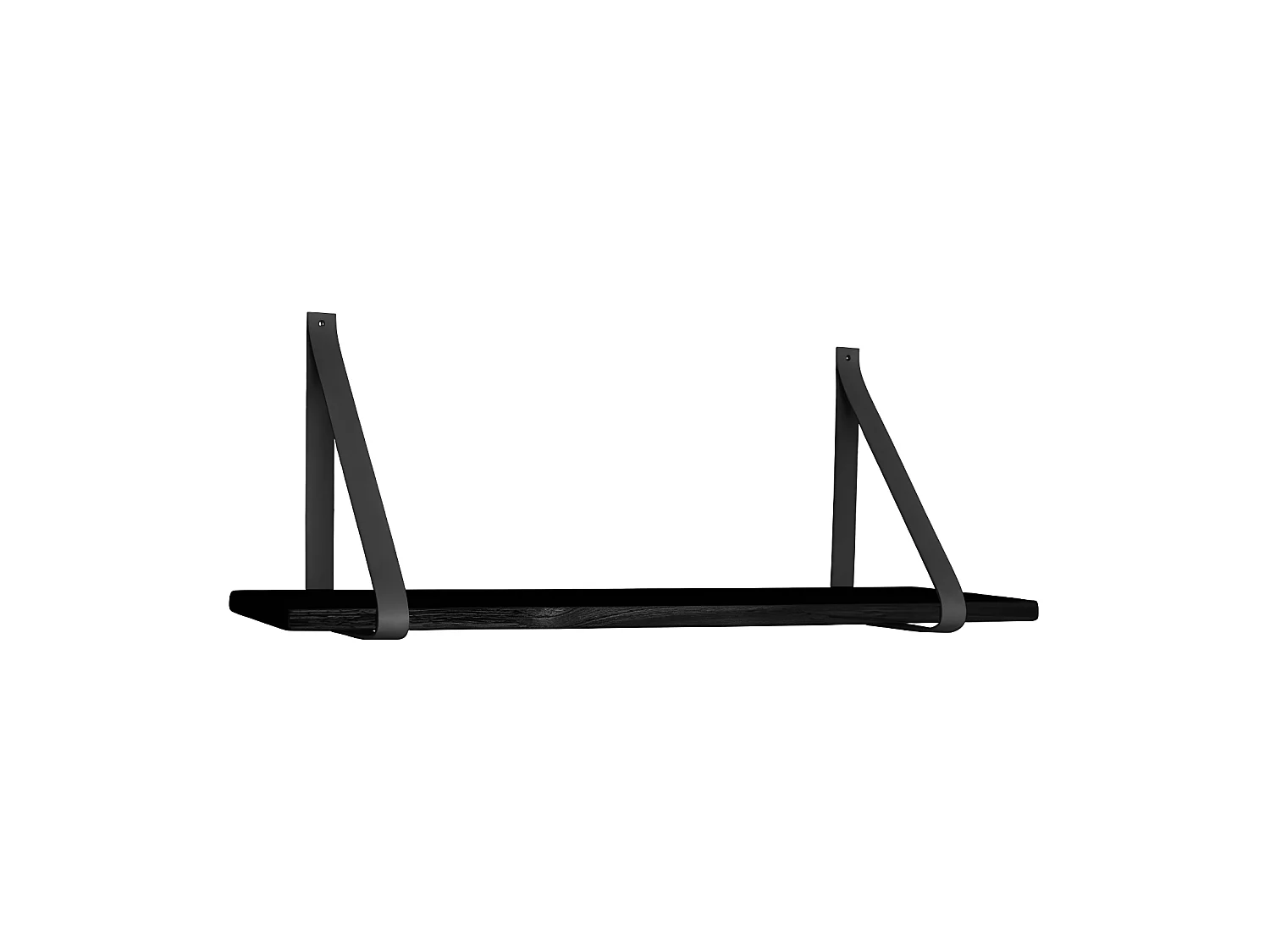 Foyle Étagère murale, 80x20 cm, noir, lanière en cuir, noir.