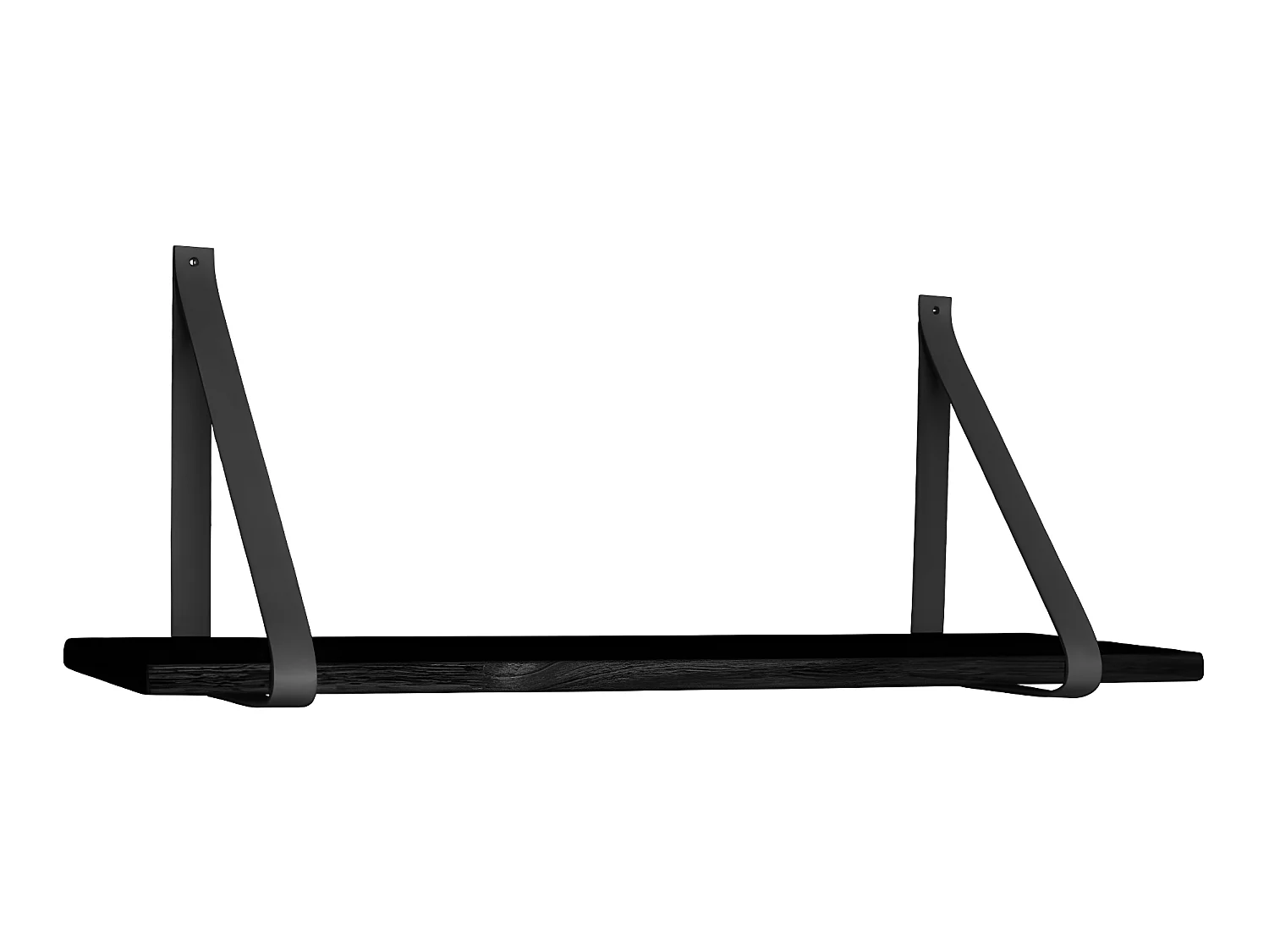 Foyle wandplank 120x20 cm zwart, leren riemen zwart.