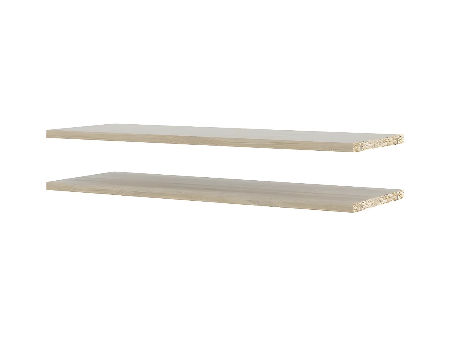 Base Étagère, 2 tablettes de rangement lâches 75,5x26,5, imitation chêne.