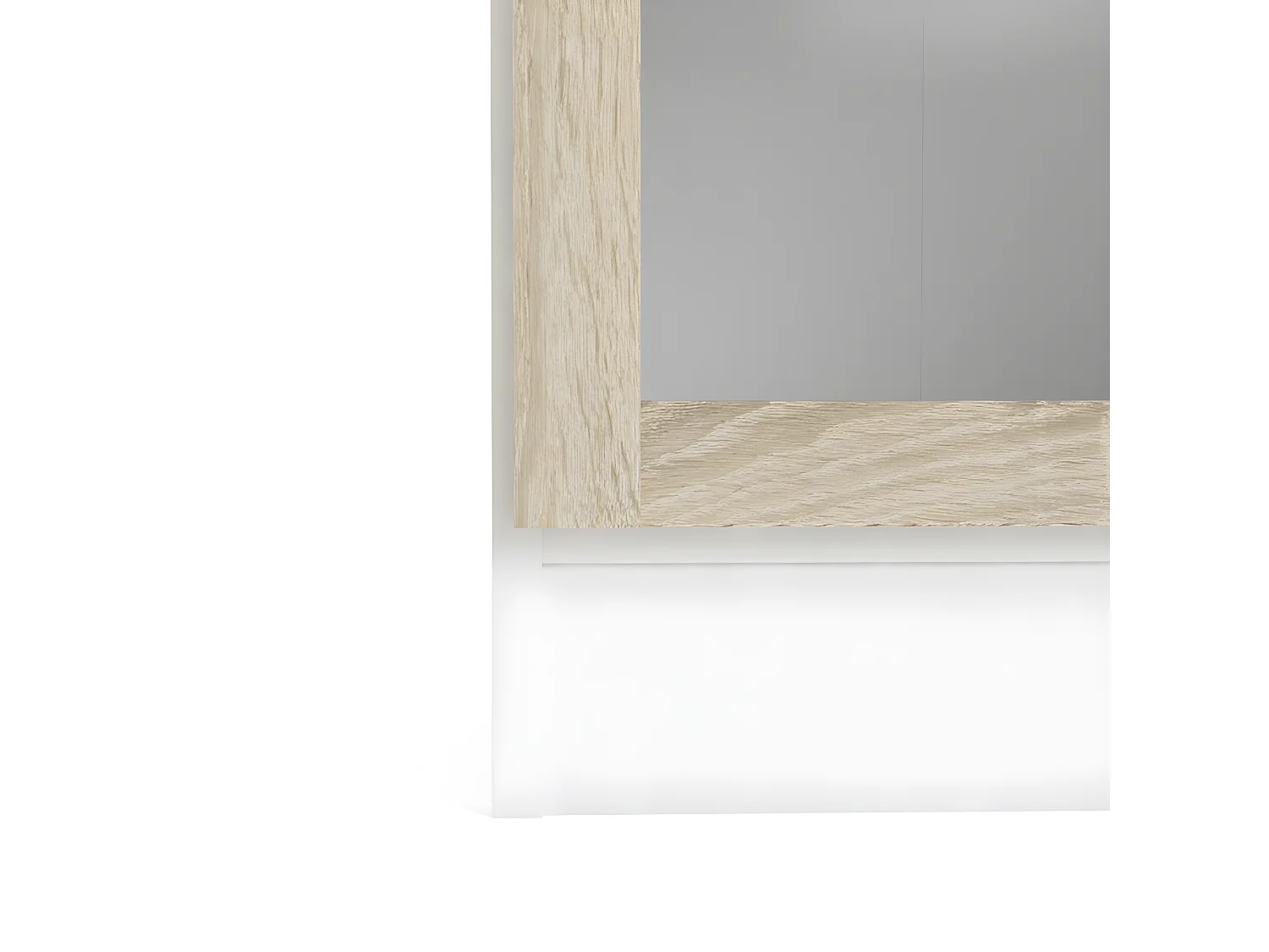 Librería base 1 puerta cristal color blanco, estructura decoración roble.