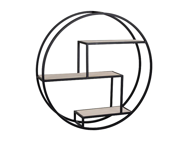 Ross Étagère, 3 tablettes de rangement, noir, teinte naturelle.