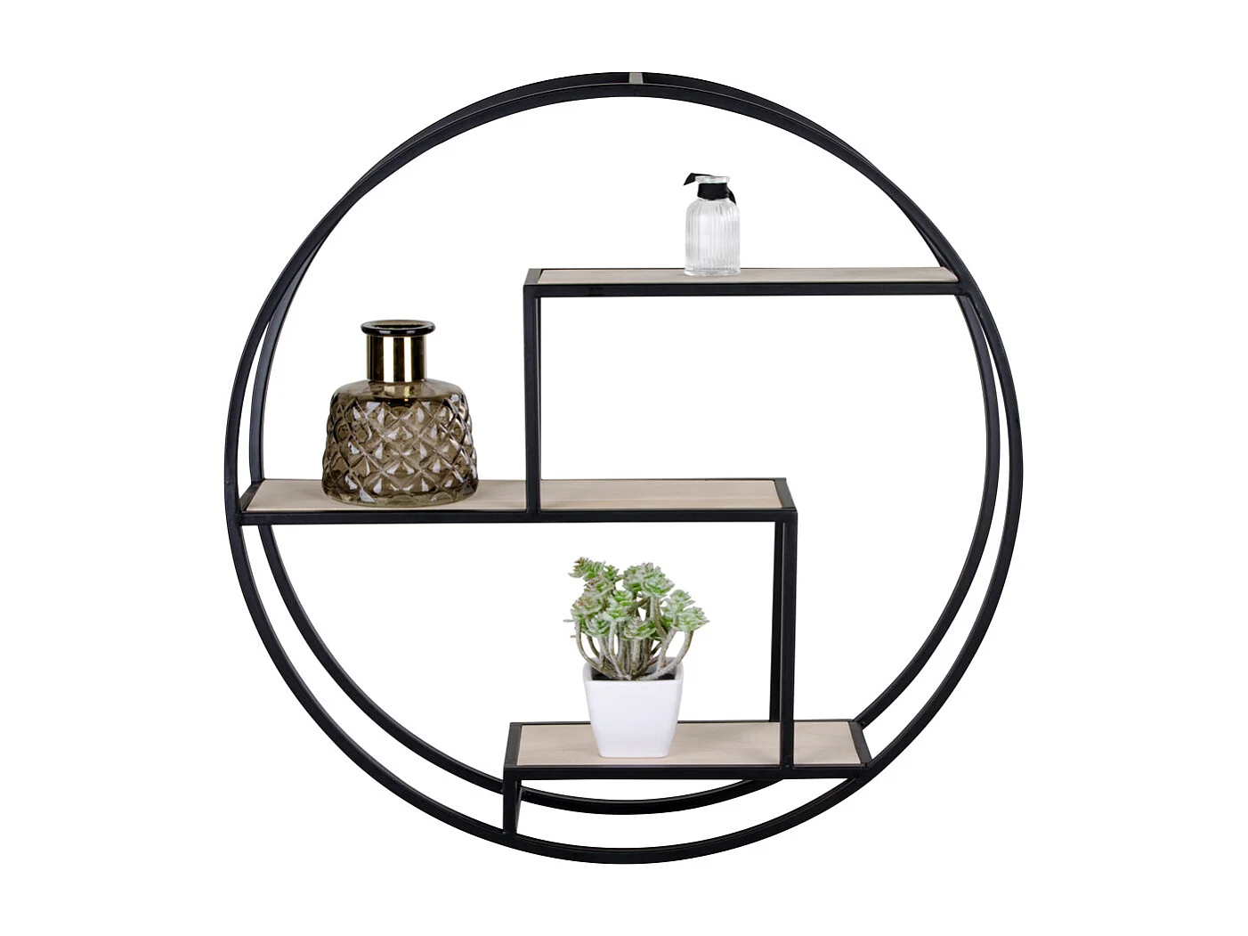 Ross Étagère, 3 tablettes de rangement, noir, teinte naturelle.