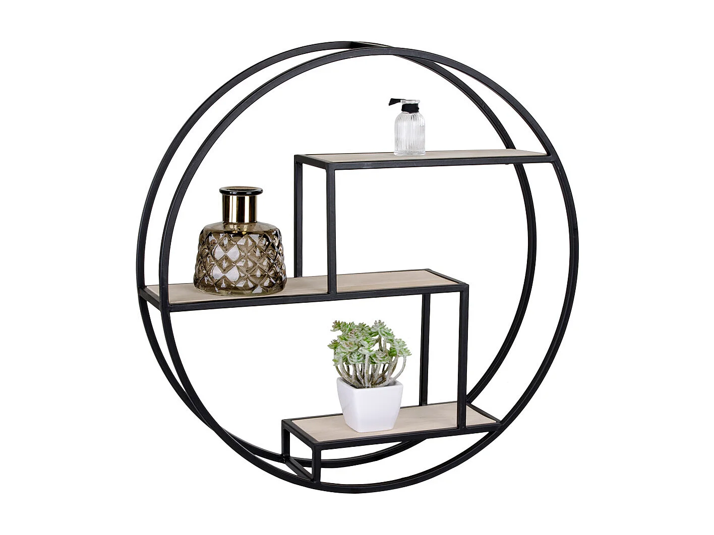 Ross Étagère, 3 tablettes de rangement, noir, teinte naturelle.