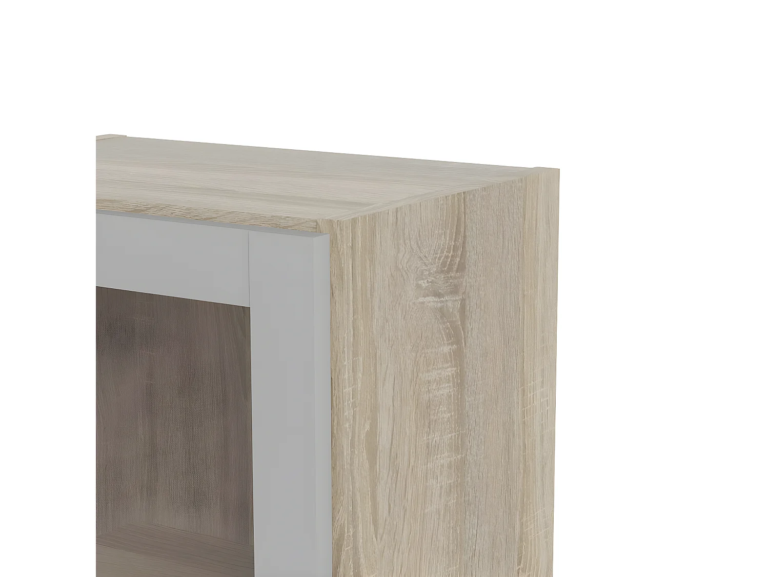 Base wandkast 1 glazen deur eiken structuur, wit.