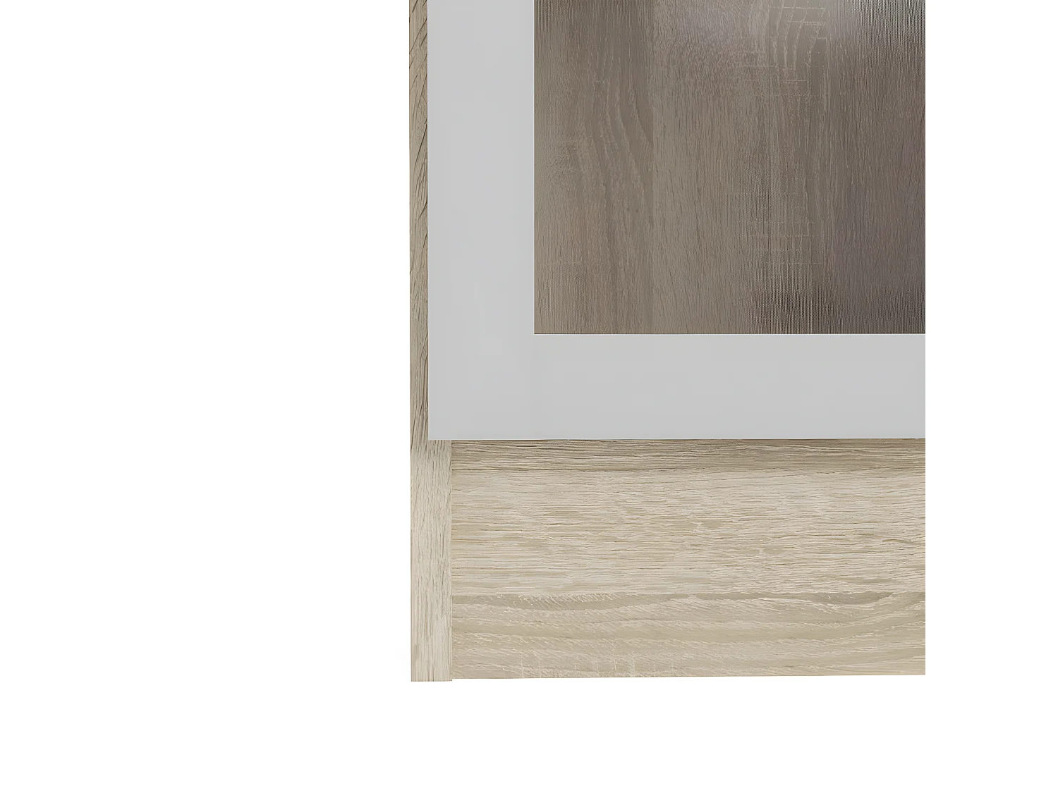 Base wandkast 1 glazen deur eiken structuur, wit.