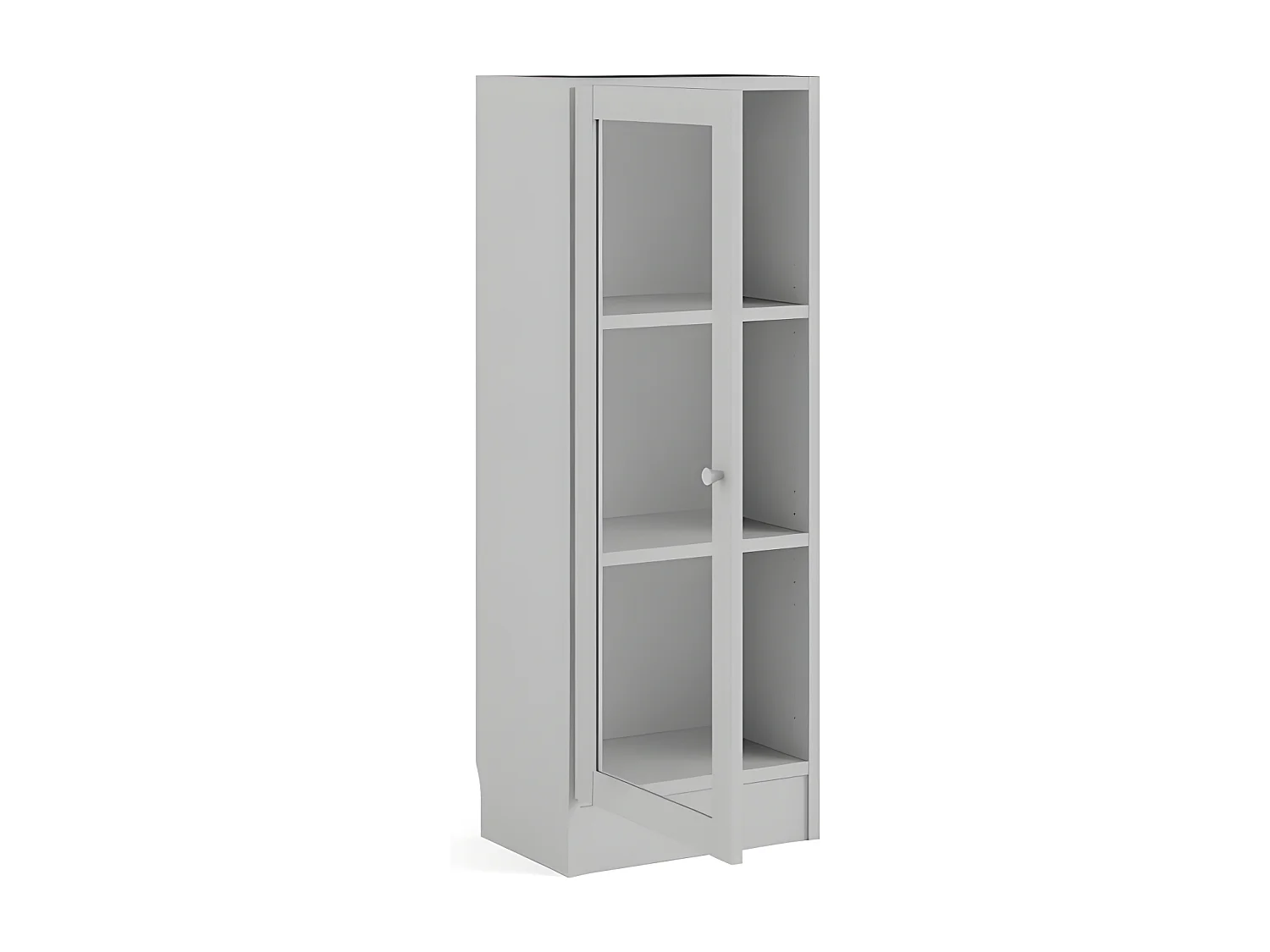 Librería base 1 puerta cristal color blanco.
