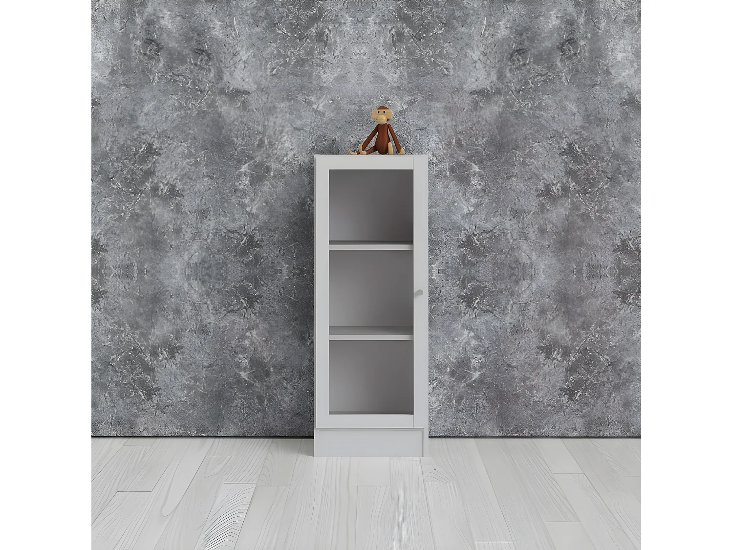 Librería base 1 puerta cristal color blanco.