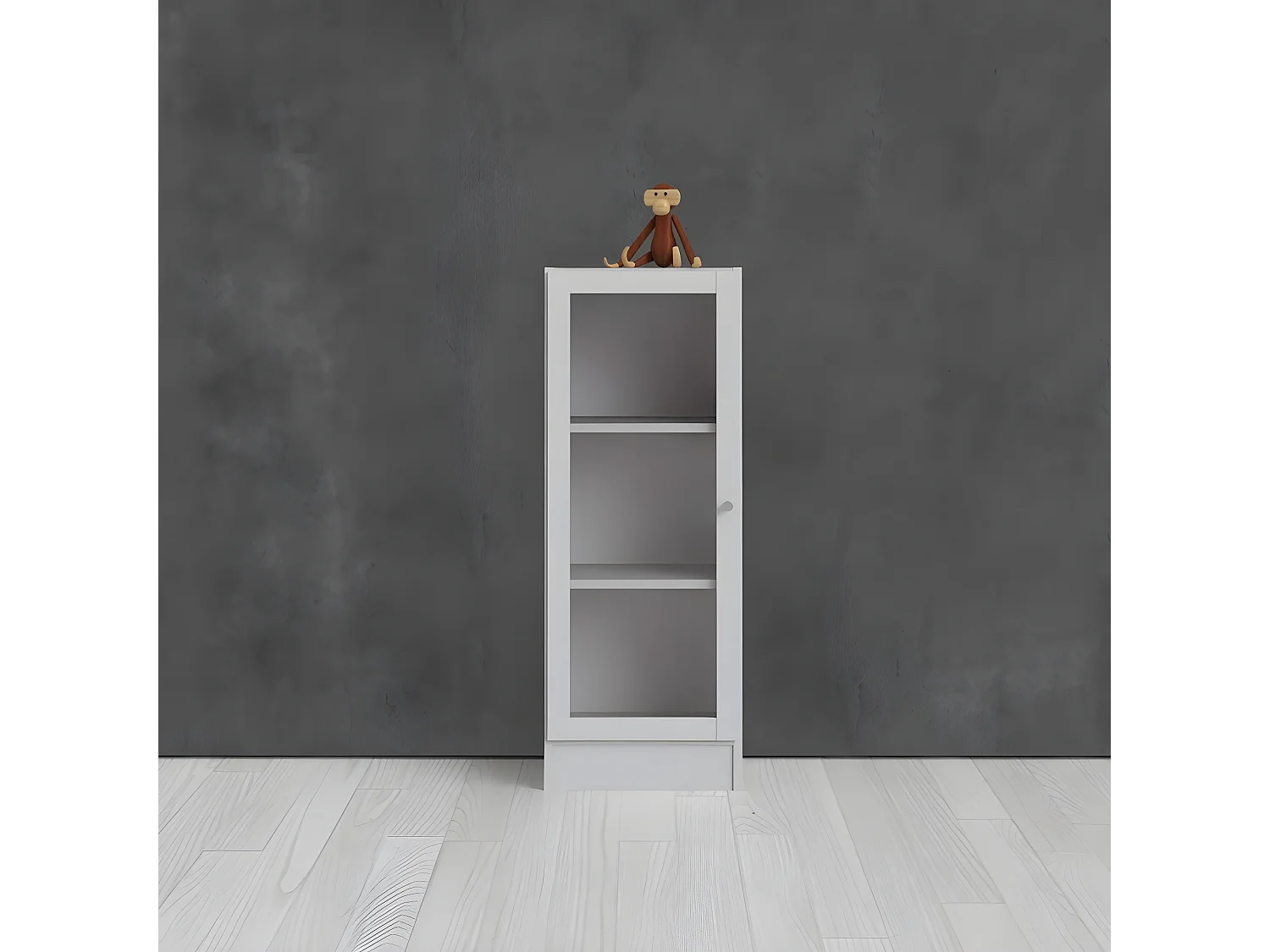 Librería base 1 puerta cristal color blanco.