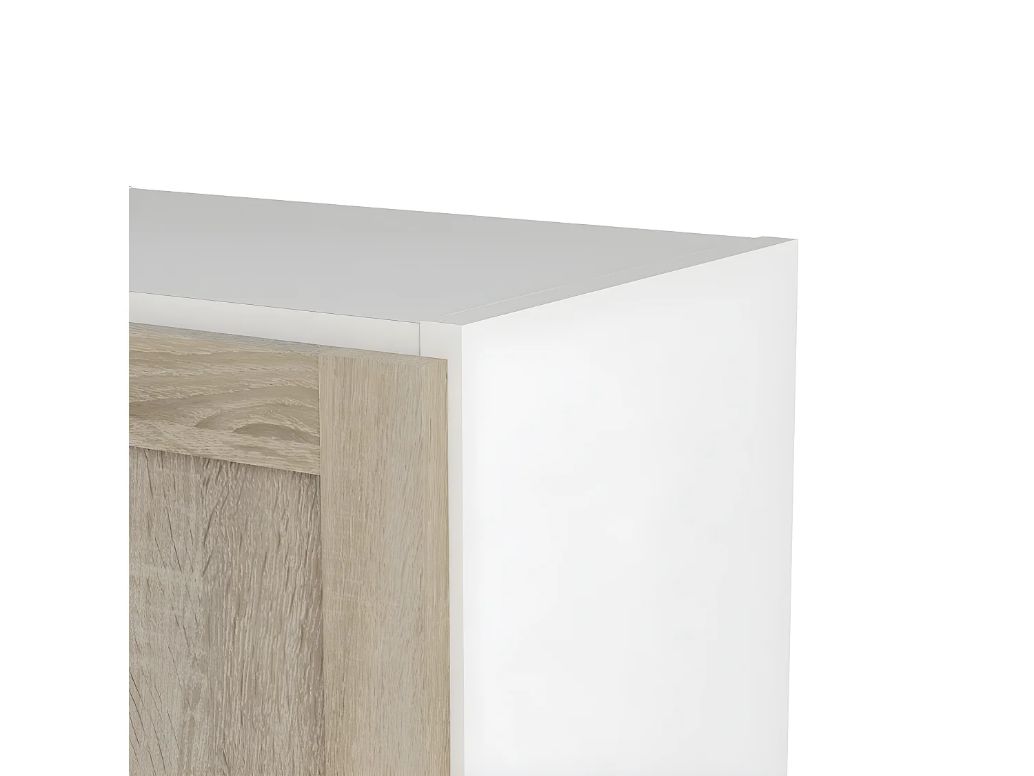 Librería base 1 puerta color blanco, estructura decoración roble.