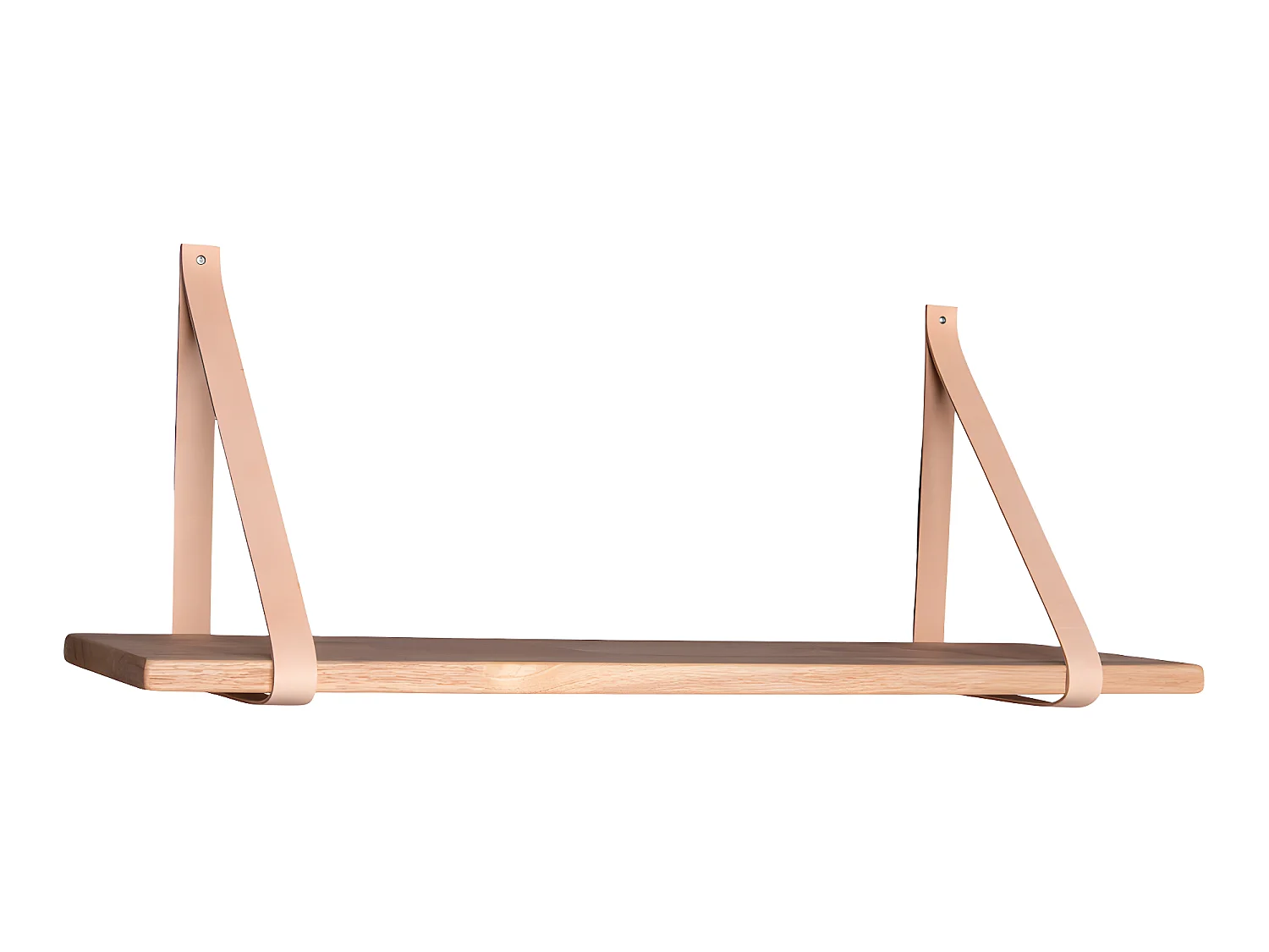 Foyle Étagère murale, 120x20 cm, teinte naturelle huilé, lanière en cuir, marron.