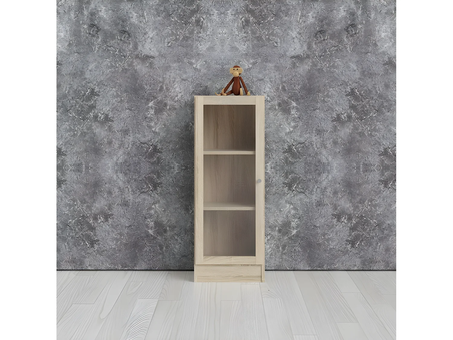 Base wandkast 1 glazen deur eiken structuur .