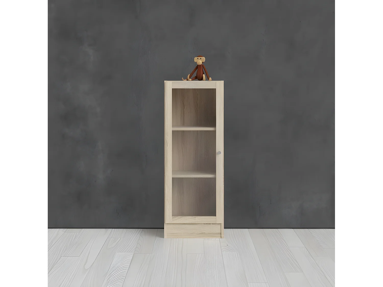 Base wandkast 1 glazen deur eiken structuur .