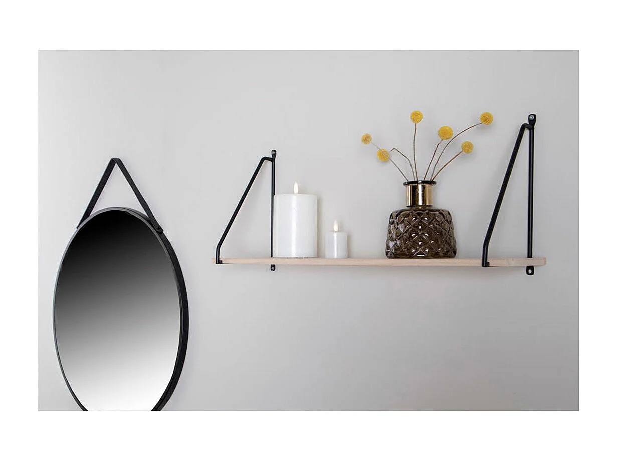 Arch Étagère murale, teinte naturelle, noir.