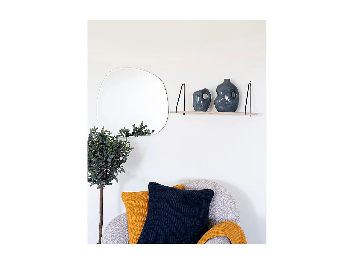 Arch Étagère murale, teinte naturelle, noir.