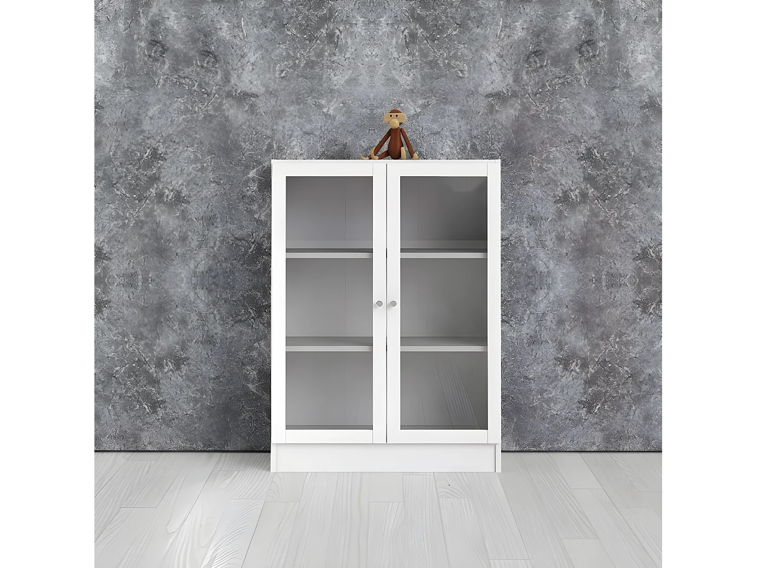 Base Étagère, 2 portes vitrées, blanc.