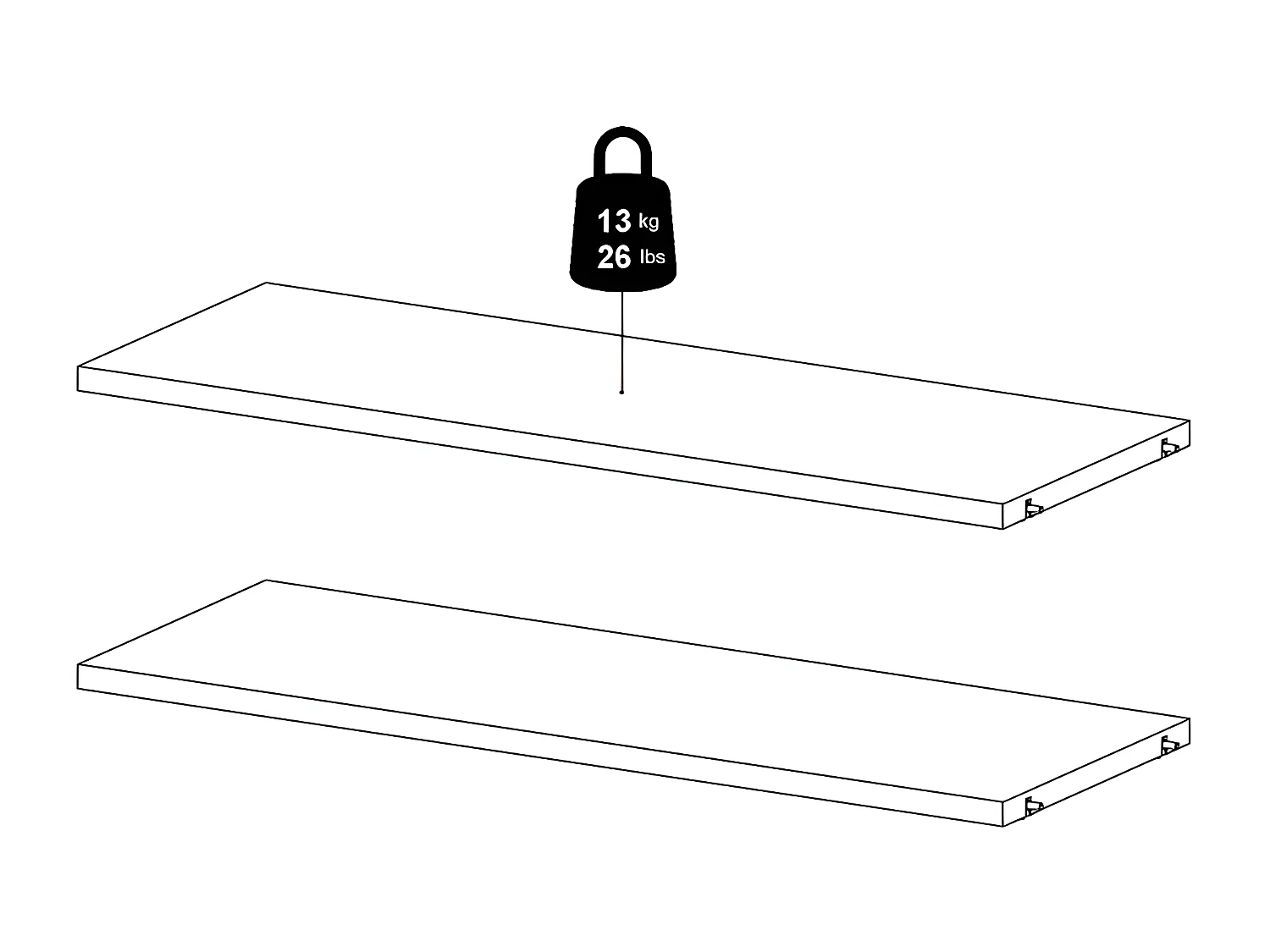 Librería base 2 estantes sueltos 75,5x26,5, color blanco.