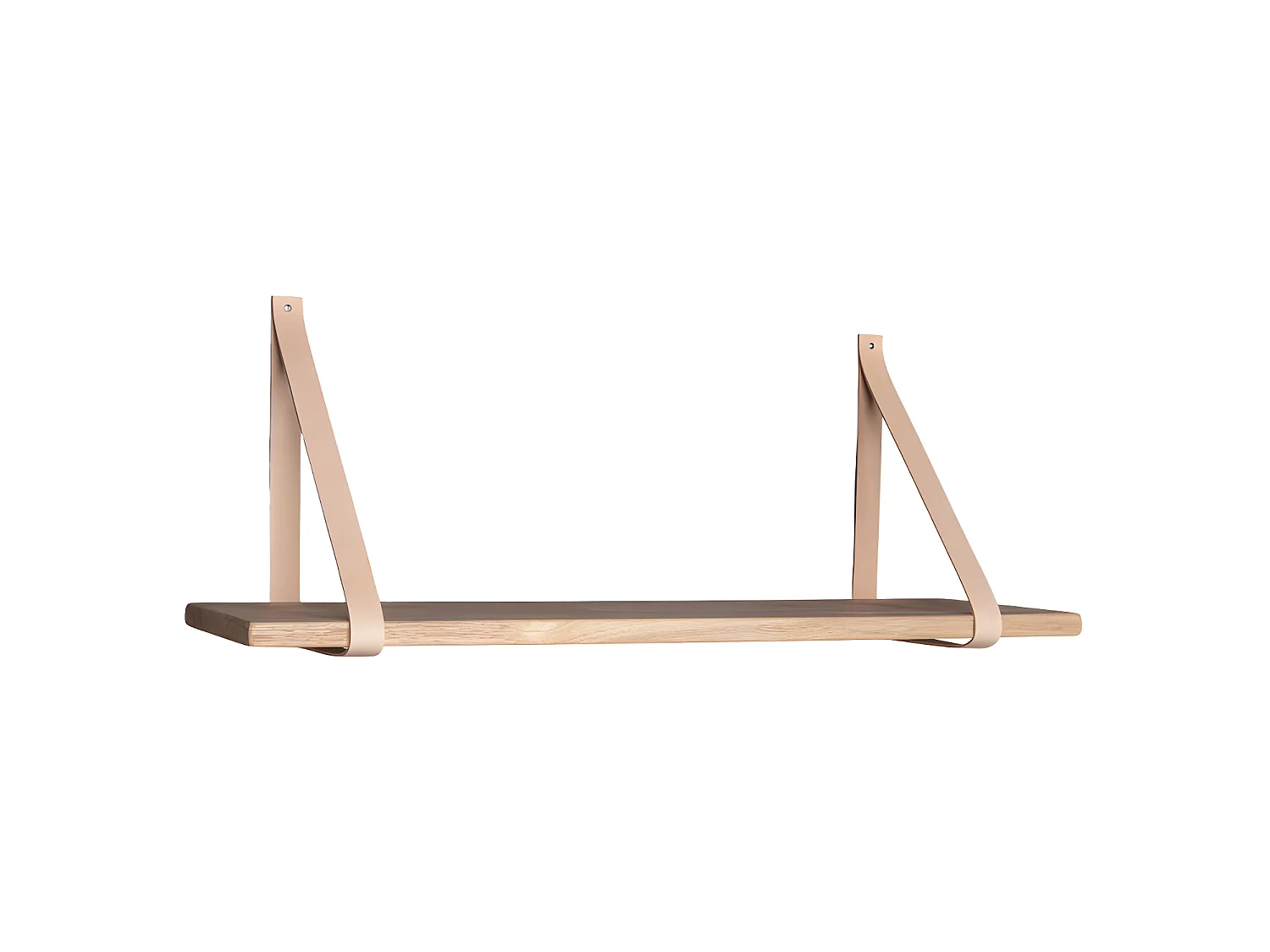 Foyle Wandregal 80x20 cm natur geölt, Lederriemen braun.