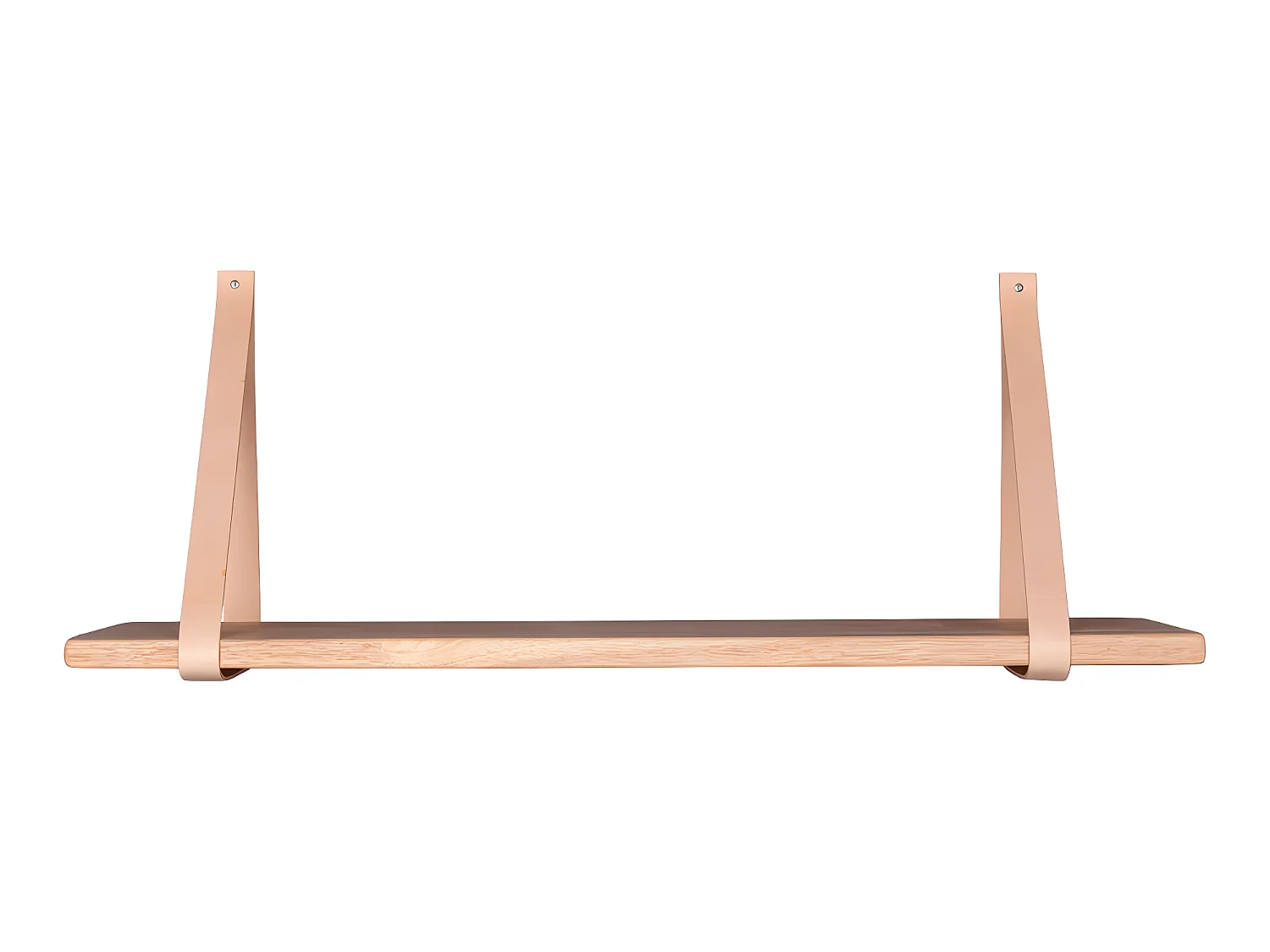 Estantería de pared Foyle 80x20 cm aceite natural, correas de piel marrón.