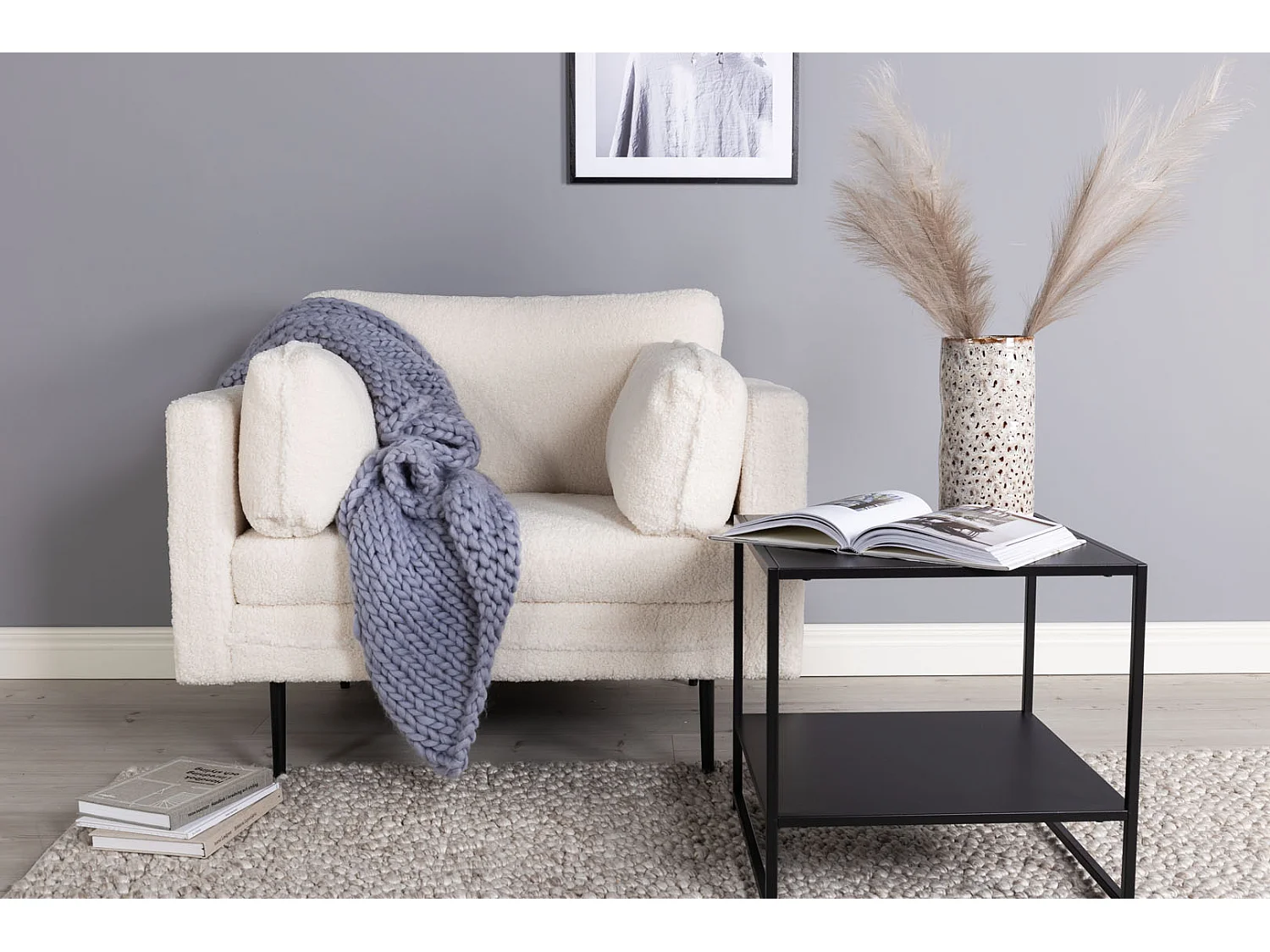 Boom fauteuil teddy stof wit.
