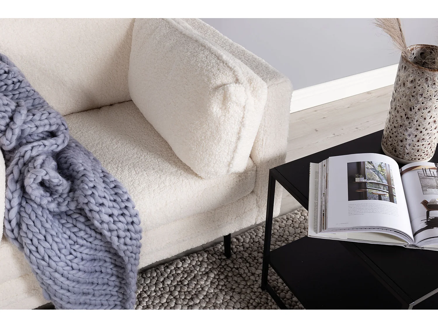 Boom fauteuil teddy stof wit.