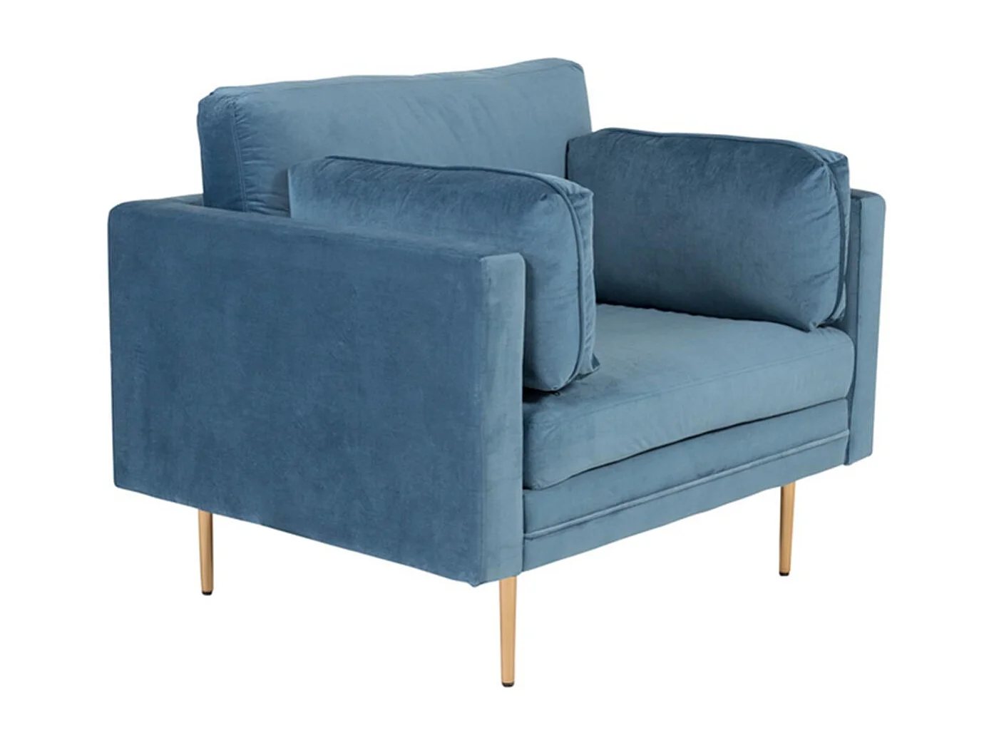 Fauteuil Design en Velours "Boom" 110cm Bleu