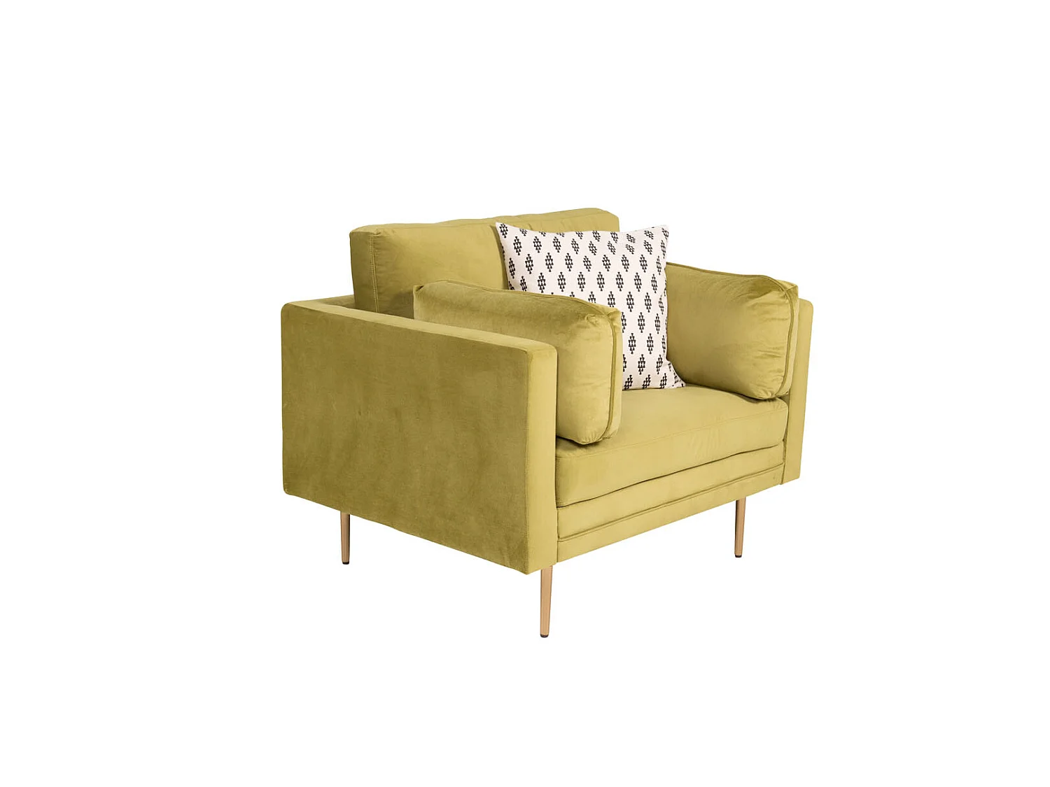 Fauteuil Design en Velours "Boom" 110cm Vert & Or