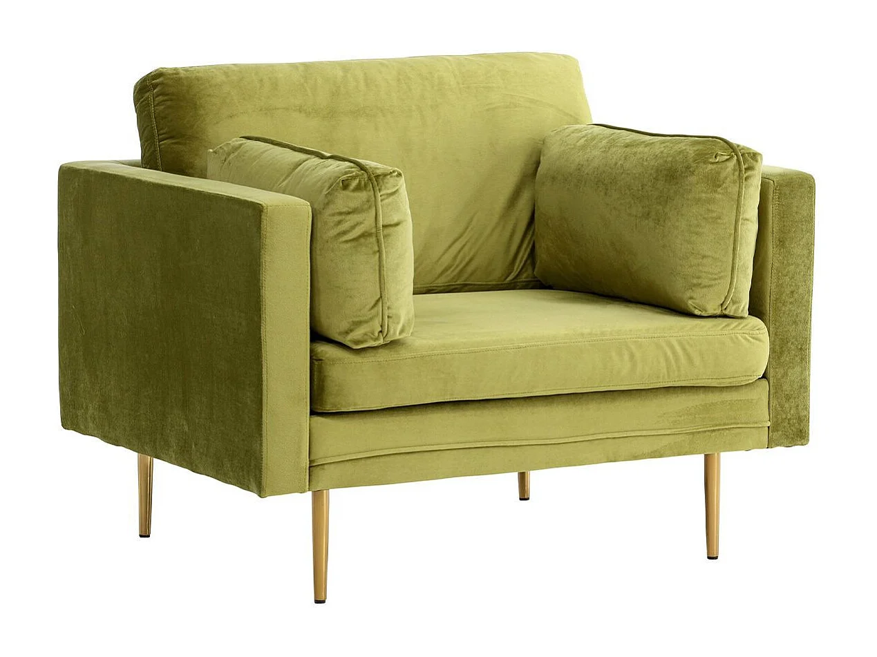 Fauteuil Design en Velours "Boom" 110cm Vert & Or