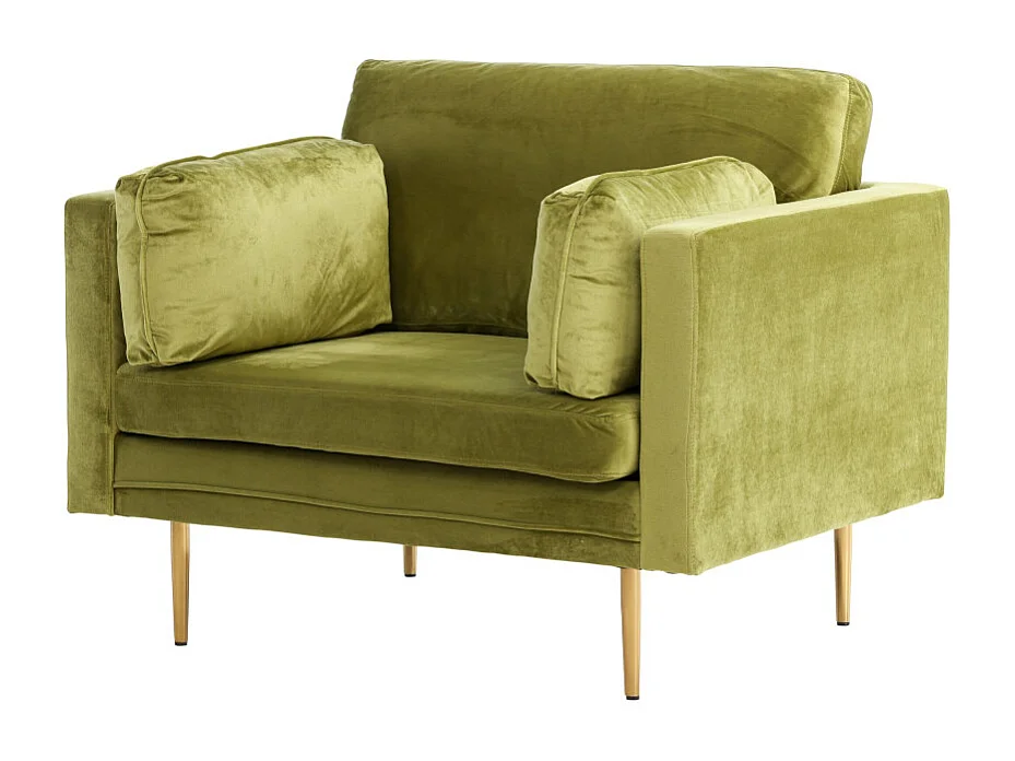Fauteuil Design en Velours "Boom" 110cm Vert & Or