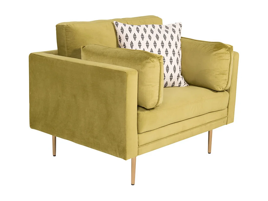 Boom fauteuil velours groen.