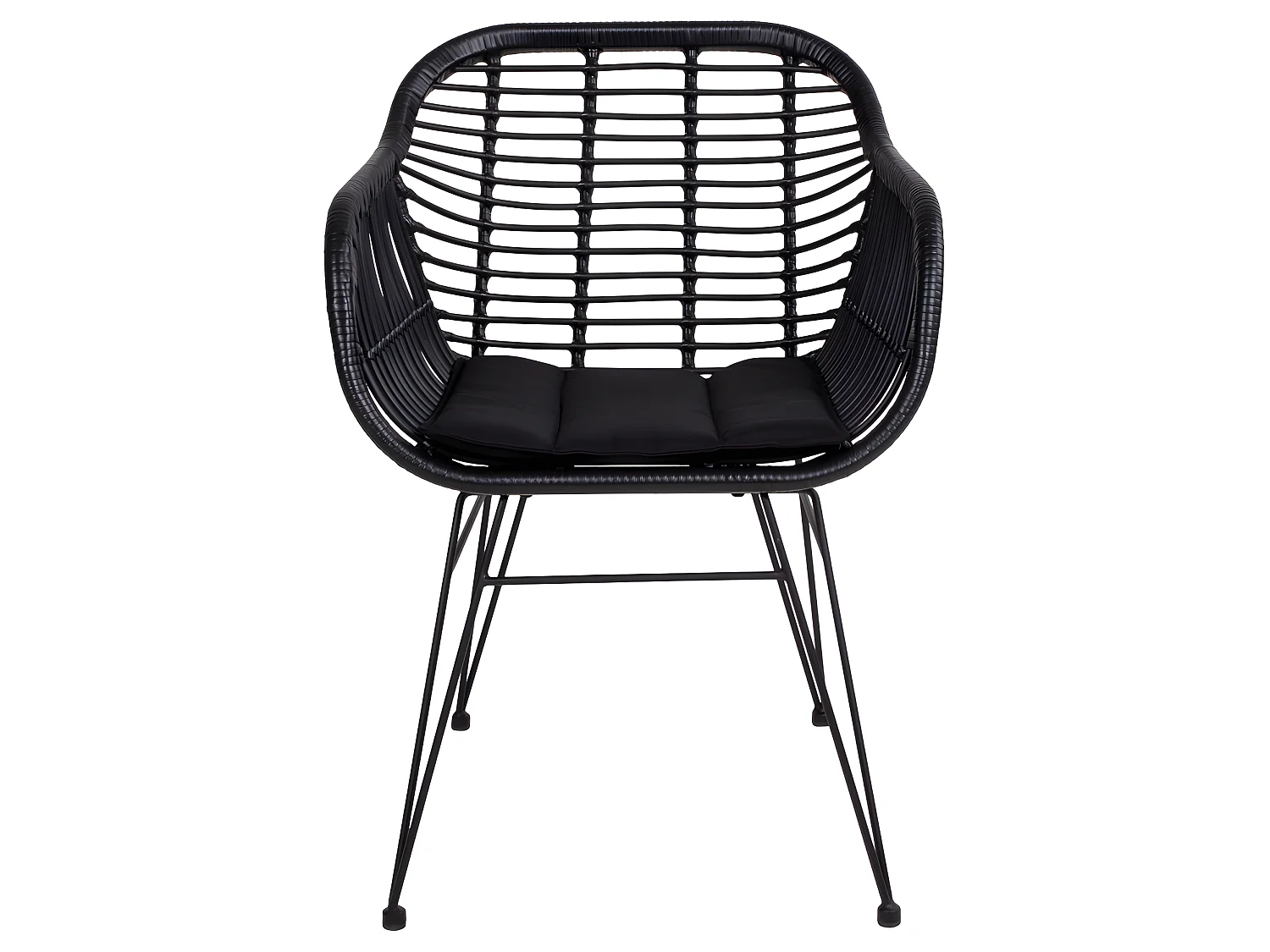 Trish Fauteuil avec coussin, rotin, noir.