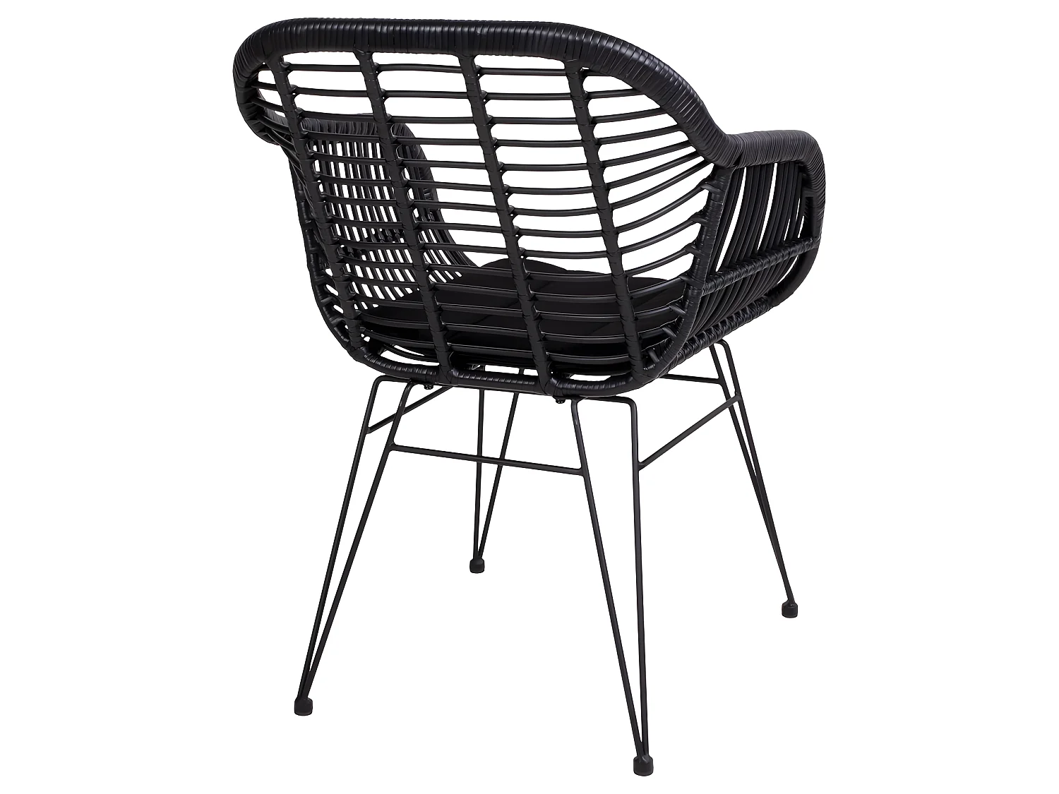 Trish Fauteuil avec coussin, rotin, noir.