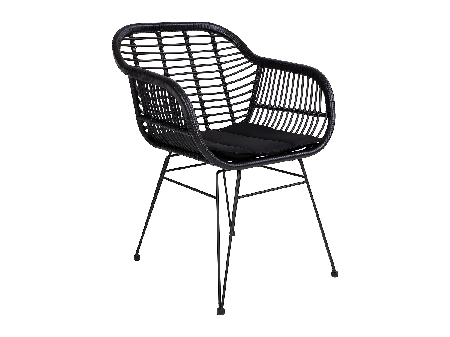 Trish Fauteuil avec coussin, rotin, noir.