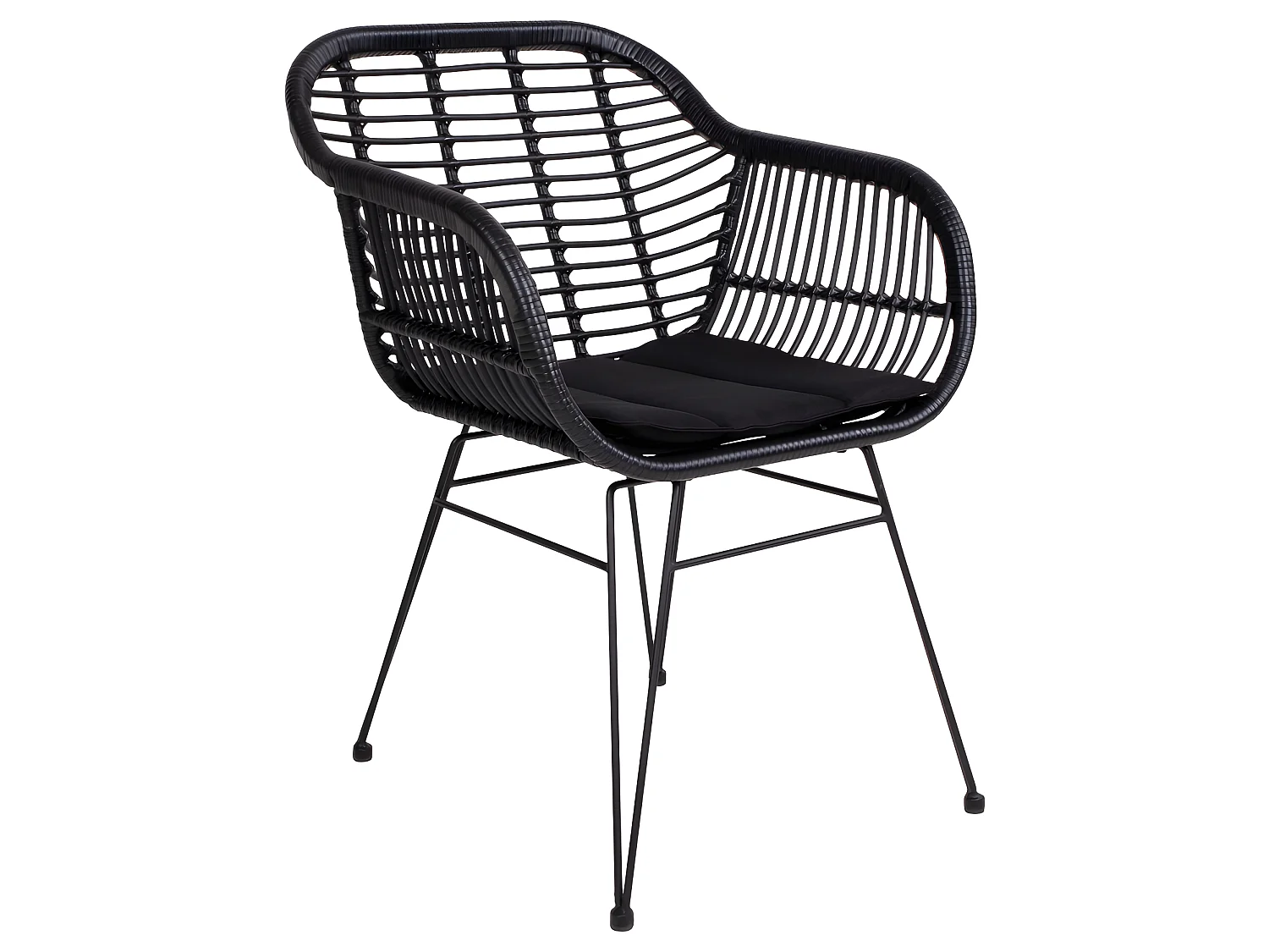 Trish fauteuil met kussen, rotan zwart .