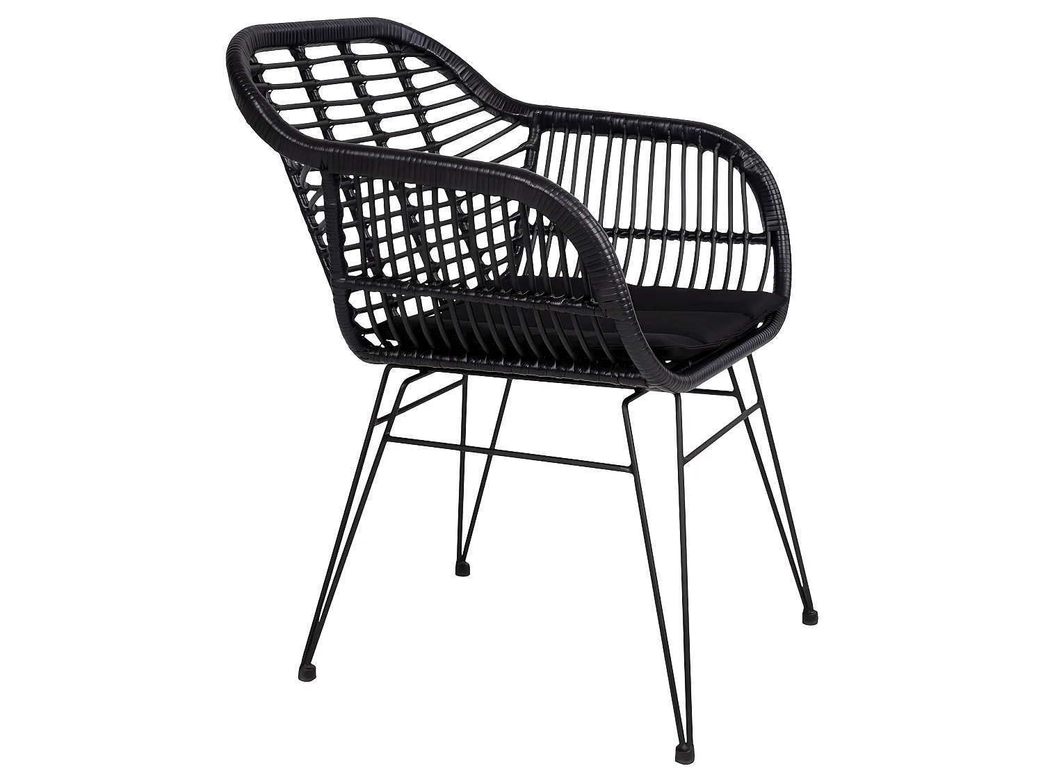 Trish fauteuil met kussen, rotan zwart .