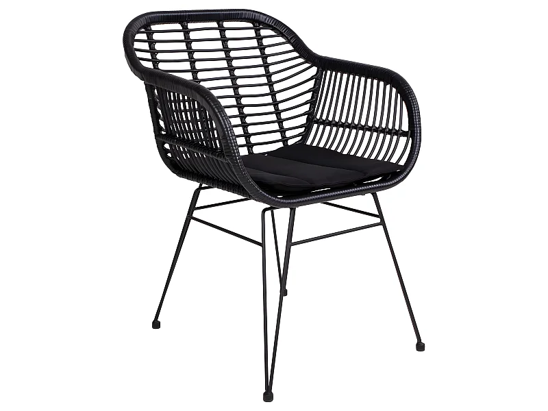 Trish Sessel mit Kissen, Rattan schwarz.