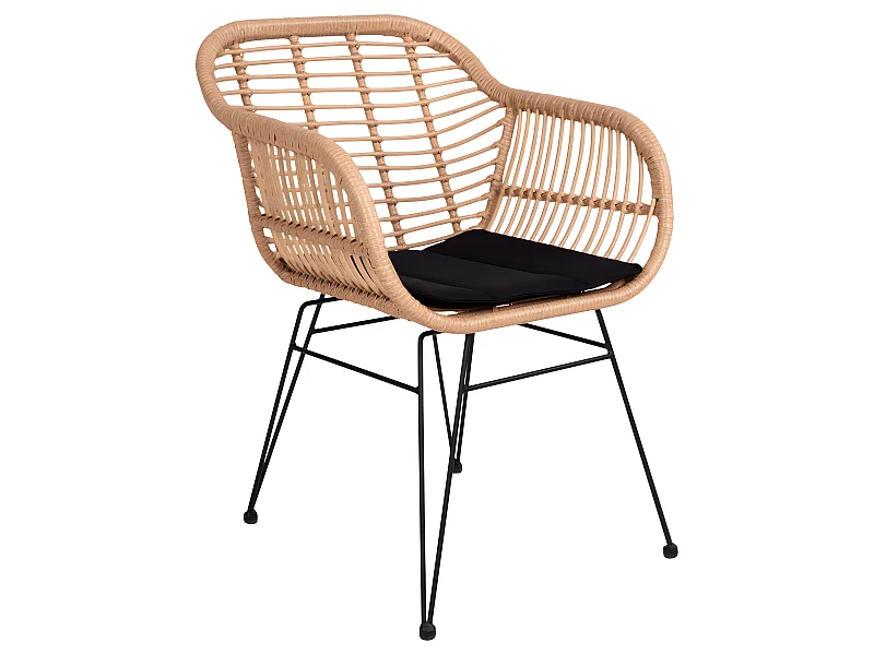 Trish Fauteuil avec coussin, rotin teinte naturelle.