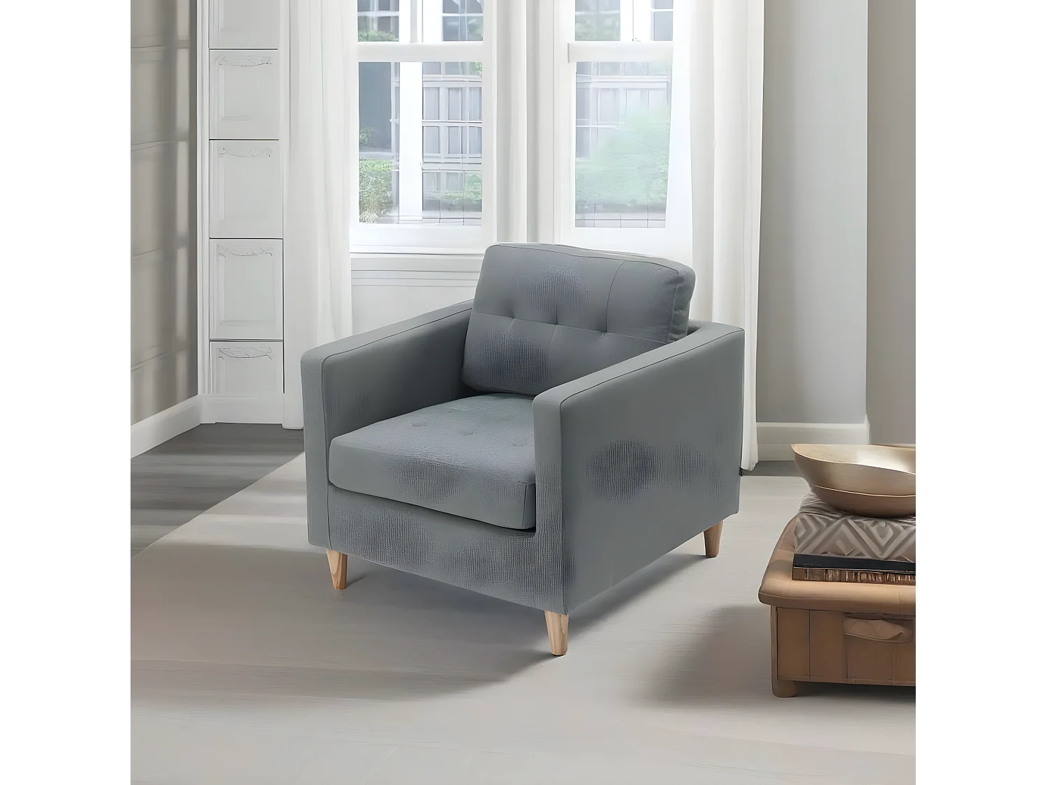 Marino fauteuil tissu gris.