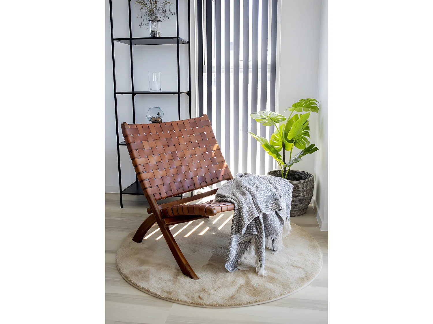 Monk Fauteuil en cuir, marron.