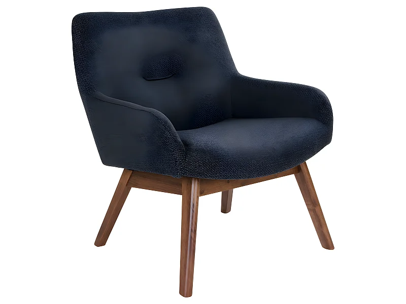 Lone Sessel in dunkelgrau mit Walnuss Beinen.