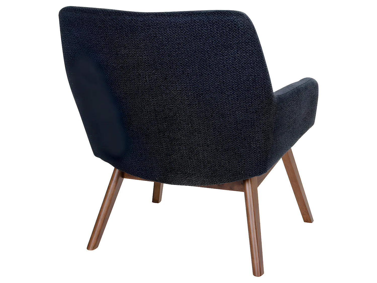 Lone Sessel in dunkelgrau mit Walnuss Beinen.