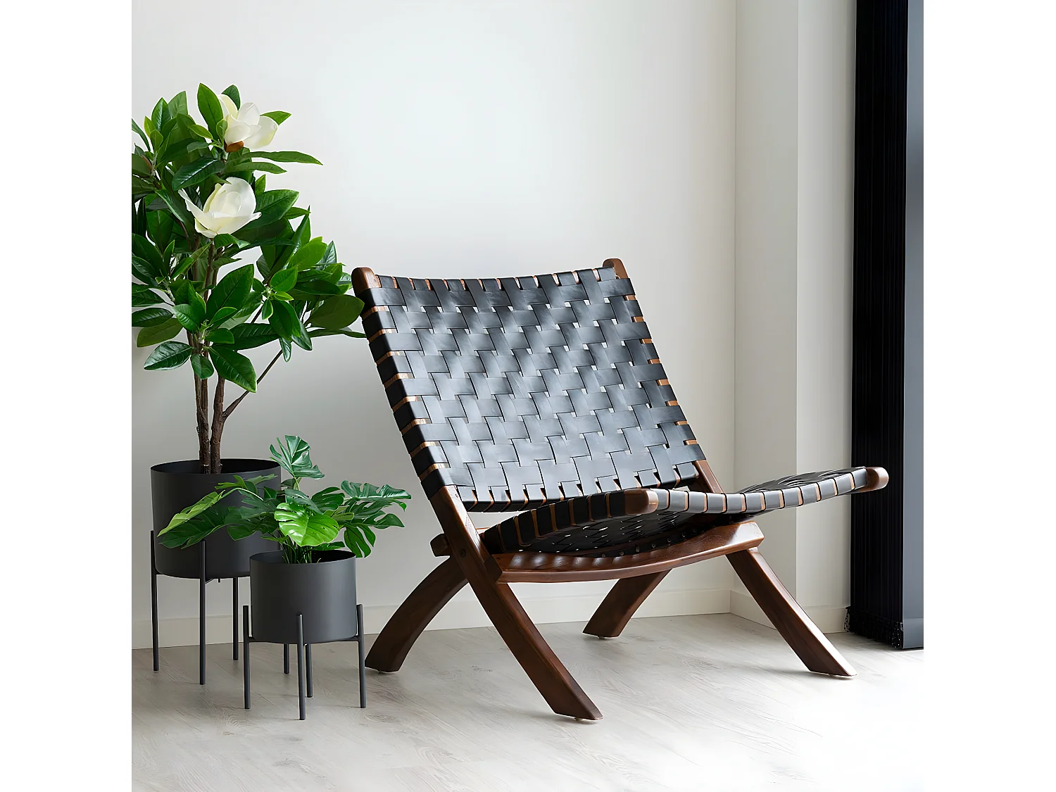 Perugia fauteuil Leder zwart.