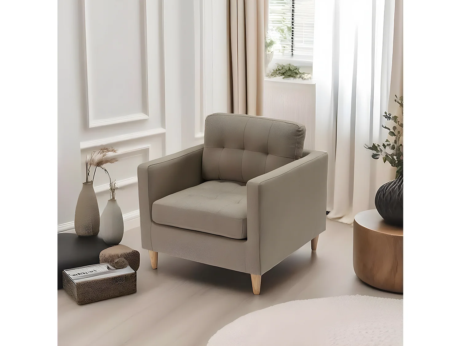 Marino fauteuil stof bruin.