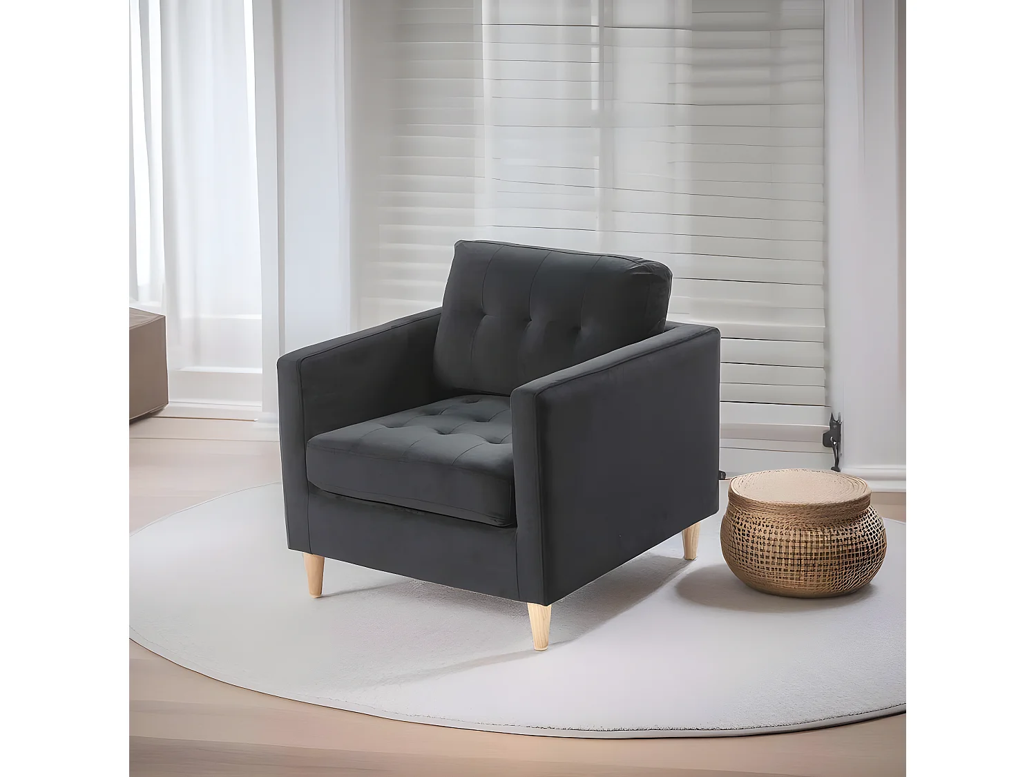 Marino fauteuil velours noir.