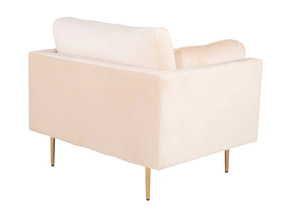 Fauteuil Design en Velours "Boom" 110cm Beige & Or