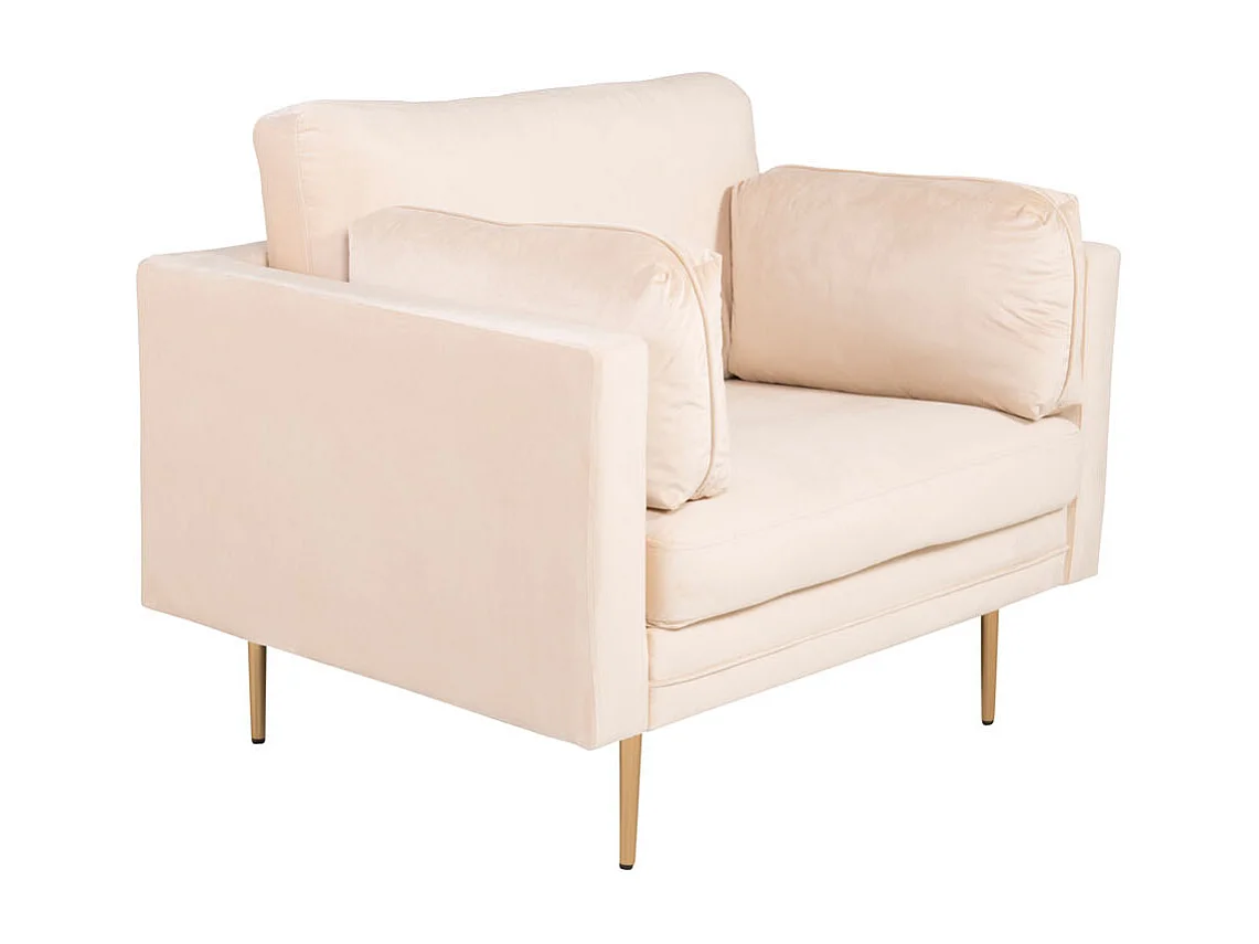 Fauteuil Design en Velours "Boom" 110cm Beige & Or