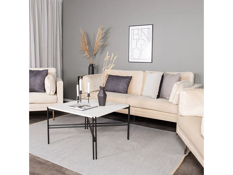 Fauteuil Design en Velours "Boom" 110cm Beige & Or