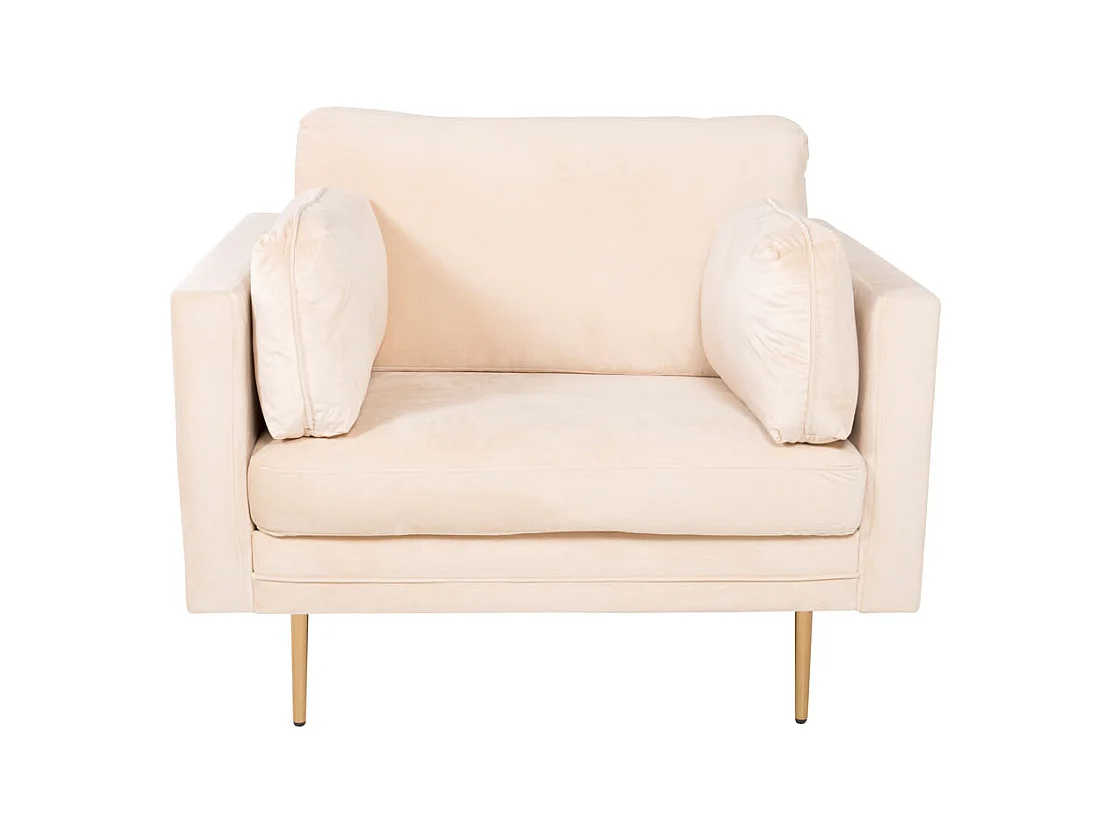 Fauteuil Design en Velours "Boom" 110cm Beige & Or